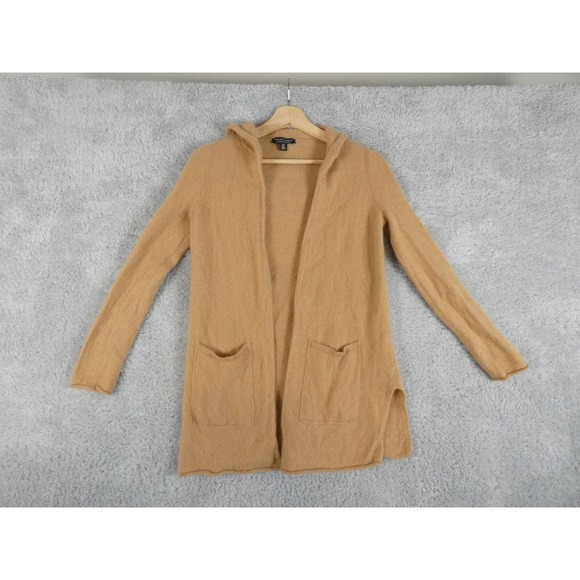 Saks Fifth Avenue Sweaters - Saks Fifth Avenue 100% Cashmere Tan Hooded Cardigan Sweater Women's XS